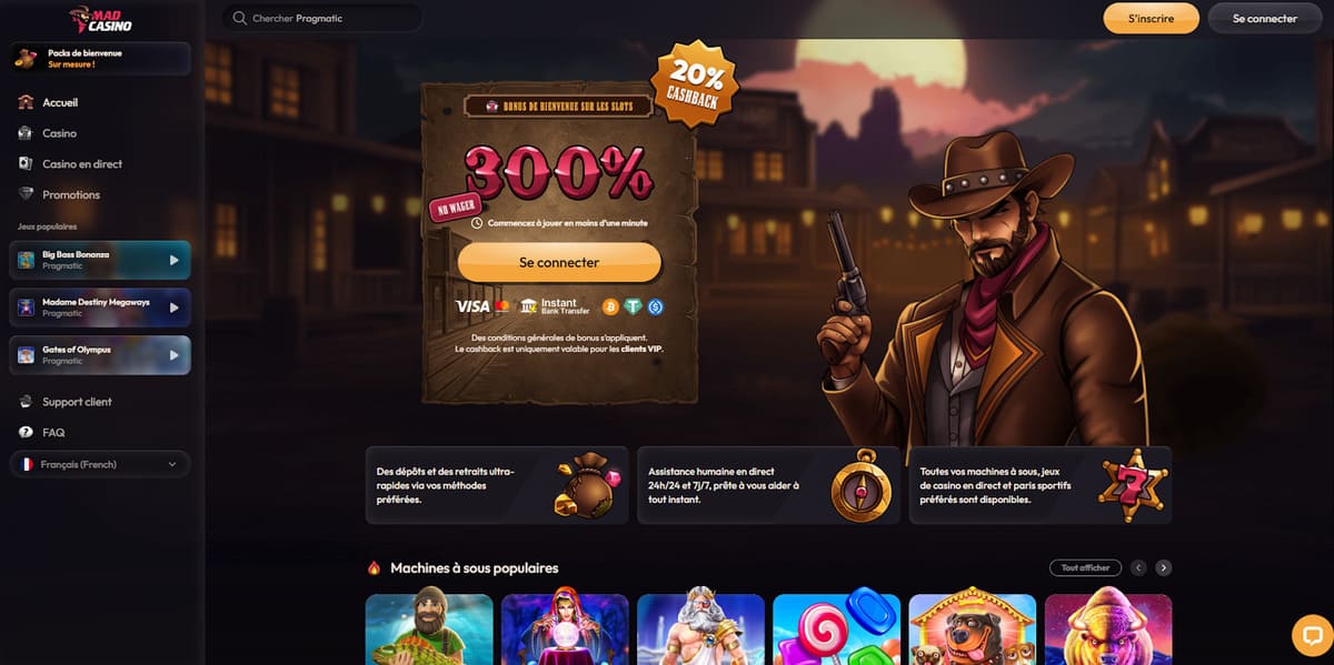 MadCasino | Bonus 300% jusqu\u0026#39;\u00e0 3000\u20ac sans wager