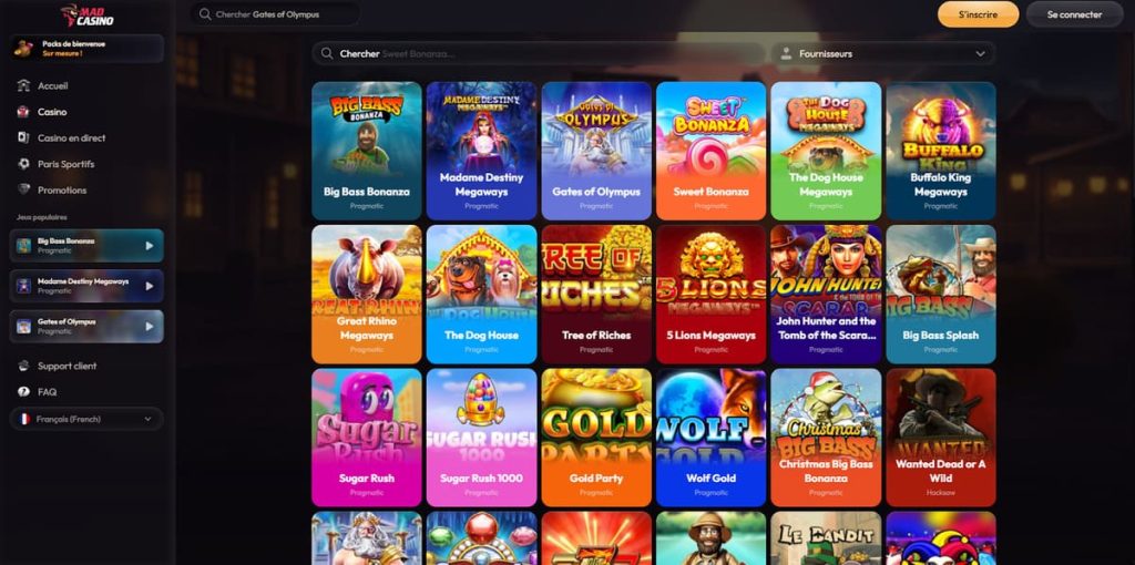 Madcasino jeux