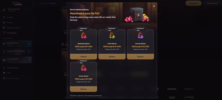 Madcasino machines à sous forfait