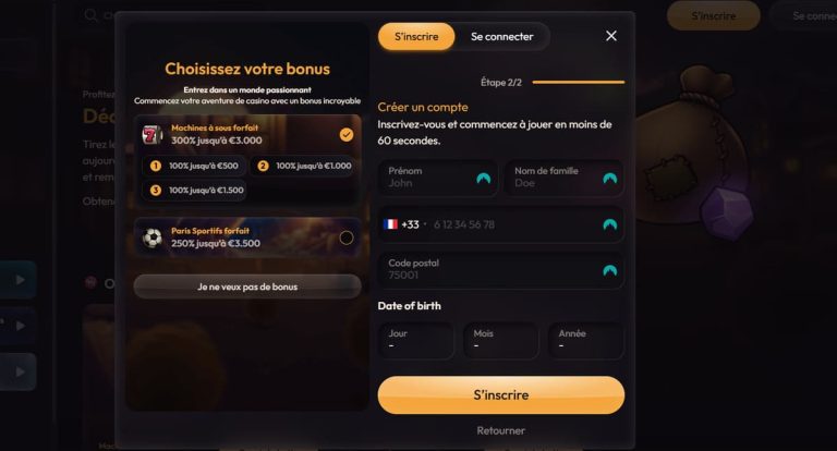 Madcasino souscription