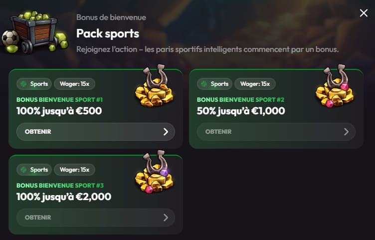 Mad Casino bonus bienvenue sport