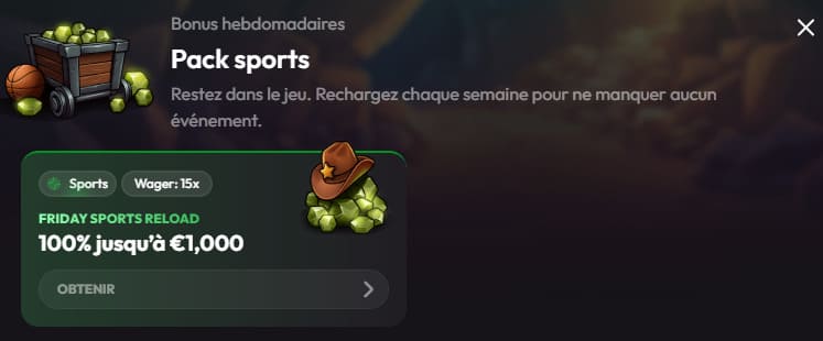 Mad Casino bonus hebdomadaires sport