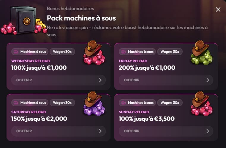 Mad Casino bonus hebdomadaires
